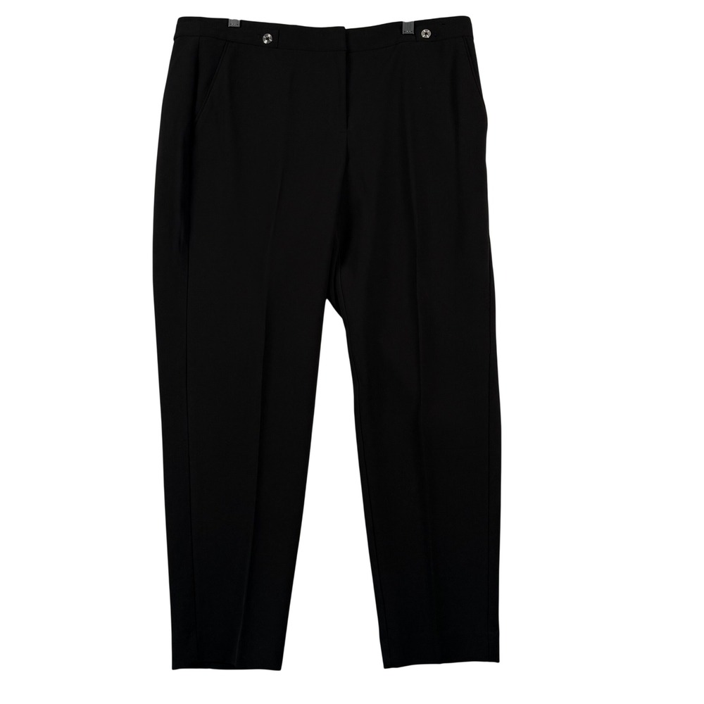 WHBM 12R Taper Ankle Mid Rise Pants Black Stretch Careerwear Workwear Minimalist